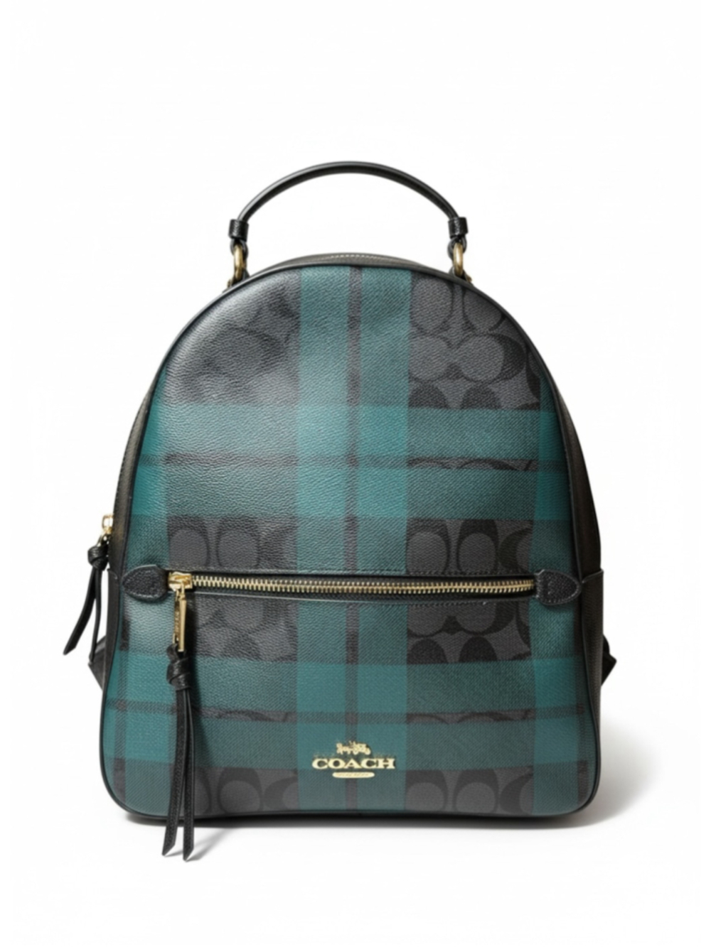 Women's Coach Plaid Signature Backpack - Green and Black - NWT